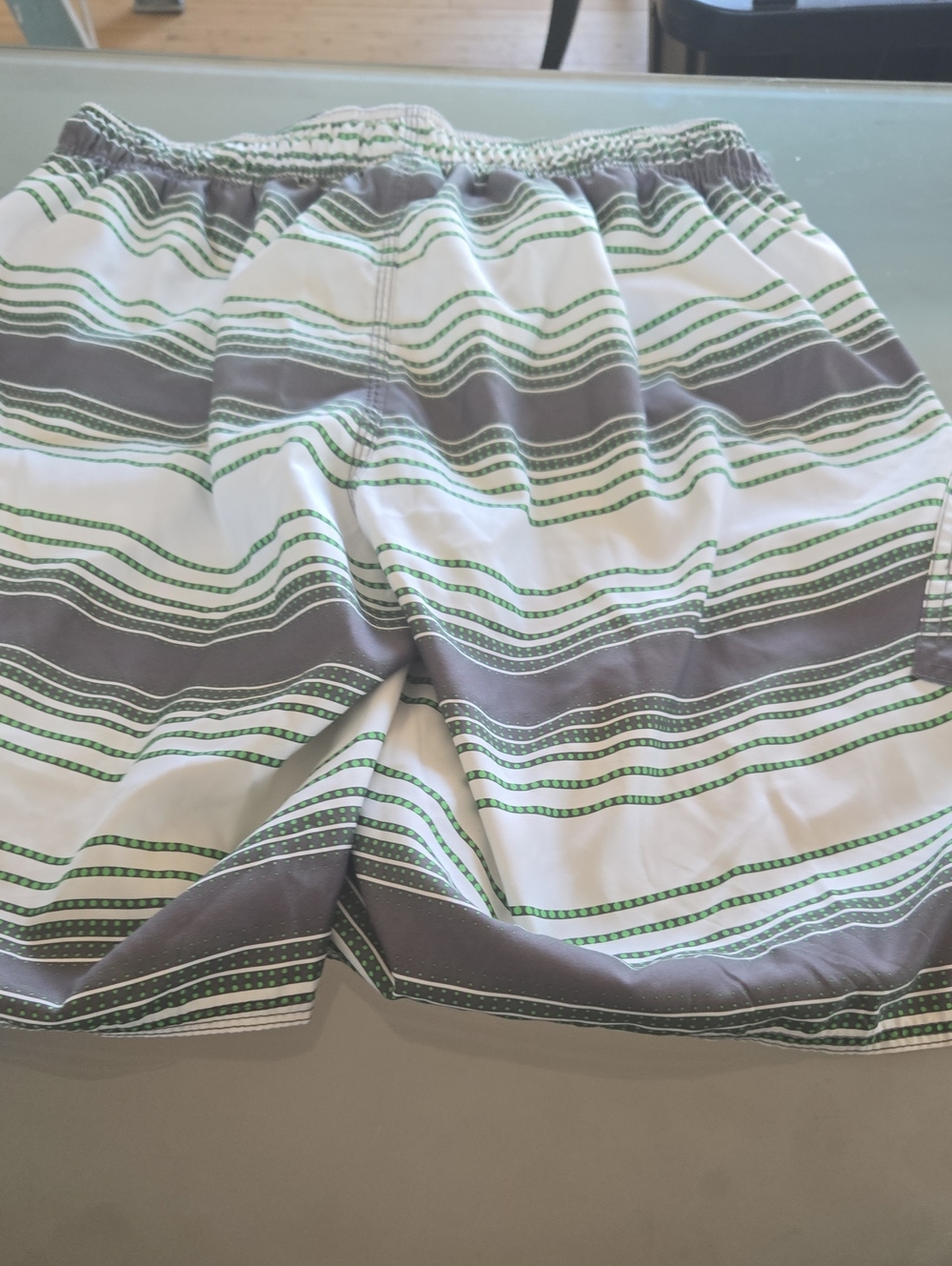 Joe Boxer White, Green & Gray Striped Athletic Shorts